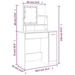 vidaXL Coiffeuse avec LED blanc 86 5x35x136 cm