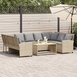 vidaXL Canapé de jardin avec coussins beige résine tressée