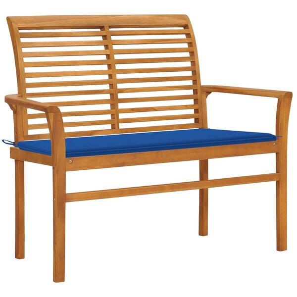 vidaXL Banc de jardin et coussin bleu royal 112 cm Bois de teck massif