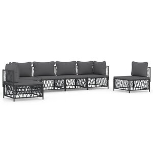 Salon de jardin meuble d'extérieur ensemble de mobilier avec coussins 6 pièces anthracite acier 02_0018308
