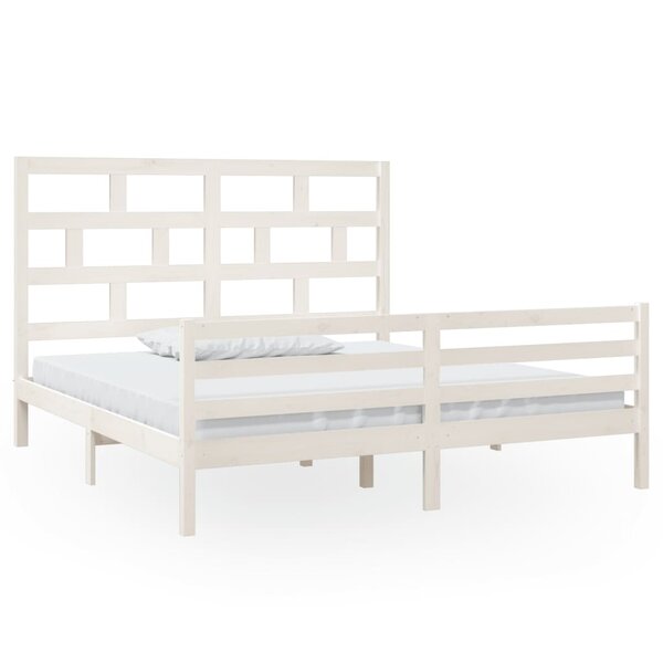 vidaXL Cadre de lit Blanc Bois massif 180x200 cm Super King
