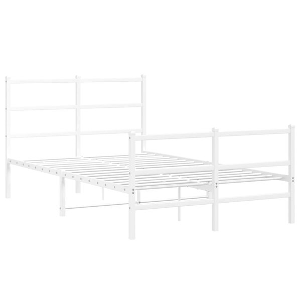 vidaXL Cadre de lit métal avec tête de lit/pied de lit blanc 120x200cm