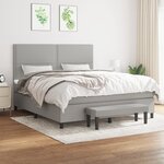 vidaXL Sommier à lattes de lit avec matelas Gris clair 180x200cm Tissu