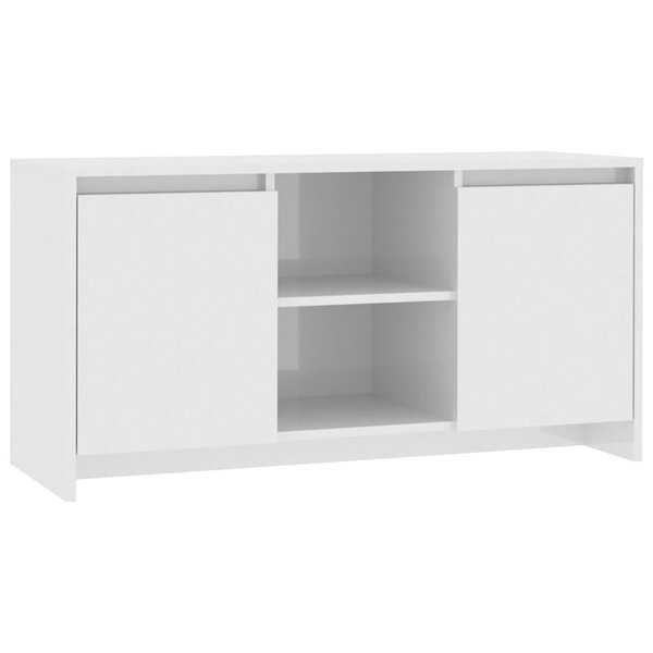 vidaXL Meuble TV Blanc brillant 102x37 5x52 5 cm Aggloméré