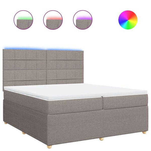vidaXL Sommier à lattes de lit avec matelas Taupe 200x200 cm Tissu