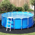 vidaXL Tapis de sol de piscine noir Ø 306 cm  en tissu non tissé et rond.