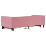 vidaXL Lit de jour avec gigogne et tiroirs rose 90x200 cm velours