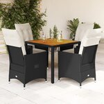 vidaXL Ensemble à manger de jardin coussins 5Pièces Noir Résine tressée