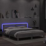 vidaXL Cadre de lit avec tête de lit et LED gris béton 180x200 cm