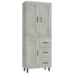 vidaXL Buffet haut Gris béton Bois d'ingénierie