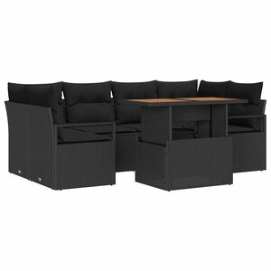 vidaXL Ensemble de canapé de jardin 7 Pièces Noir Poly rotin