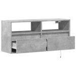 vidaXL Meuble TV mural avec lumières LED gris béton 100x31x45 cm