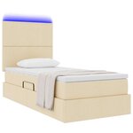 vidaXL Lit de rangement LED avec matelas Crème 90 x 200 cm Tissu