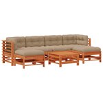 vidaXL Ensemble de salon de jardin 7 Pièces Brun cire Bois de pin massif