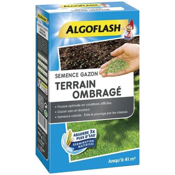 ALGOFLASH Semences gazon terrain ombragé - 900 g