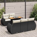 vidaXL Salon de jardin 6 Pièces avec coussins noir résine tressée