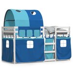 vidaXL Lit superposé avec rideaux bleu 80x200 cm bois pin massif