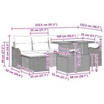 vidaXL Canapé de jardin 7 pièces avec coussins en poly rotin noir