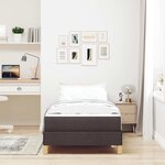 vidaXL Lit à ressorts avec matelas Marron foncé 90 x 190 cm tissu
