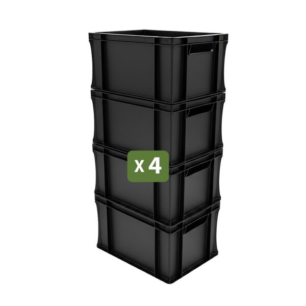 Pack and Move - Lot 4 Bacs Gerbables - Charge 20 kg - 40 x 30 x 22 cm - Stockage Rangement Outils Bricolage - Résistant - Réutilisable - 20L