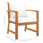 Vidaxl chaises de jardin 2 pièces avec coussin crème bois d'acacia massif