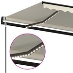 vidaXL Auvent automatique avec capteur de vent et LED 400x350 cm Crème