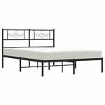 vidaXL Cadre de lit métal sans matelas avec tête de lit noir 150x200cm