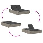 vidaXL Chaise longue double avec coussins gris résine tressée