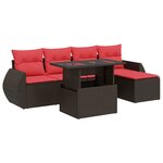 vidaXL Salon de jardin avec coussins 6Pièces marron résine tressée acacia