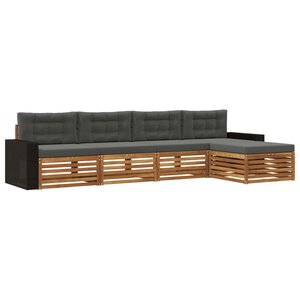 vidaXL Ensemble de canapés d'extérieur 5 Pièces Naturel et Anthracite
