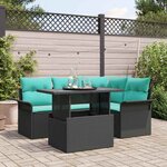 vidaXL Ensemble de canapé de jardin avec coussin 5 Pièces Noir polyrotin