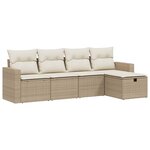 vidaXL Salon de jardin avec coussins 5 Pièces beige résine tressée