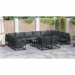 vidaXL Ensemble de canapé de jardin avec coussin 13 Pièces Noir Aluminium