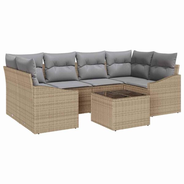 vidaXL Ensemble de canapé de jardin 7 Pièces Beige et Gris clair