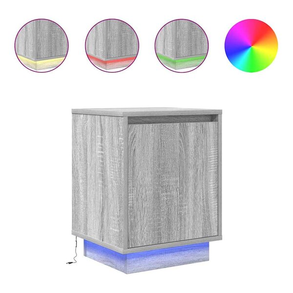 VidaXL Tables de chevet avec lumières LED 2 Pièces sonoma gris 38x34x50cm
