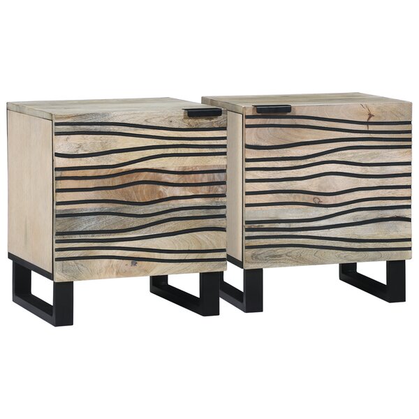 vidaXL Tables de chevet 2 Pièces Naturel 40 x 33.5 x 46 cm