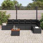 vidaXL Ensemble de canapé de jardin 7 Pièces Noir