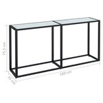 vidaXL Table console Marbre blanc 160x35x75 5 cm Verre trempé