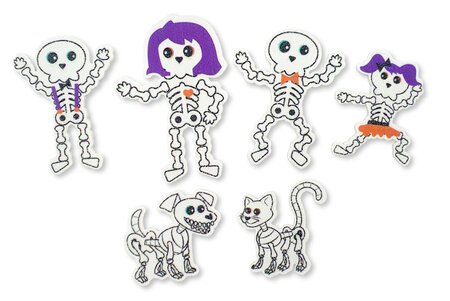 Stickers famille de squelette en mousse glitter Halloween 12 pièces