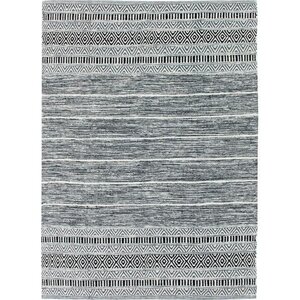 Tapis Terra - 120 x 170 cm - Bande extérieure blanc et noir
