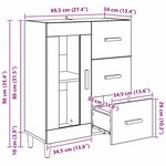 vidaXL Buffet Chêne artisanal 69 5 x 34 x 90 cm Bois d'ingénierie