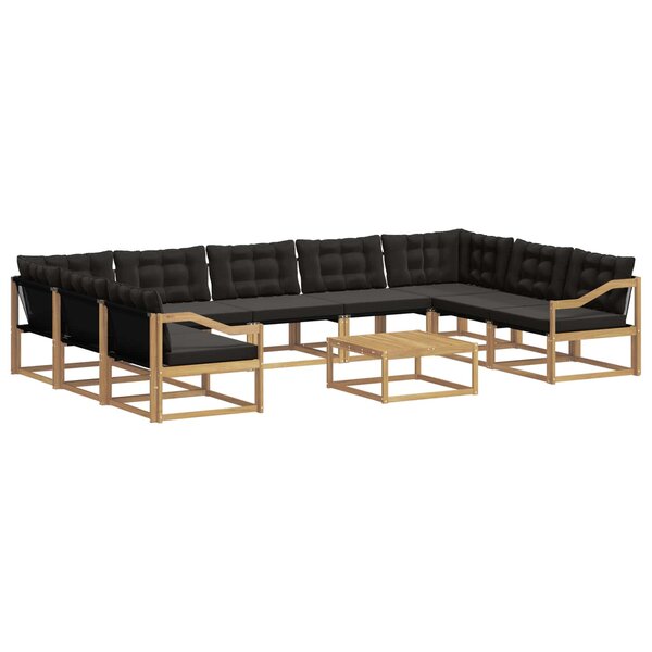 vidaXL Ensemble de canapés d'extérieur 10 Pièces Blanc et noir