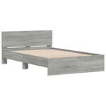 vidaXL Cadre de lit avec tête de lit et LED sonoma gris 135x190 cm