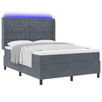 vidaXL Lit à Ressorts avec Matelas LED Gris foncé 140 x 190 cm Velours