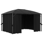 vidaXL Tonnelle avec rideaux 400x300x265 cm Anthracite