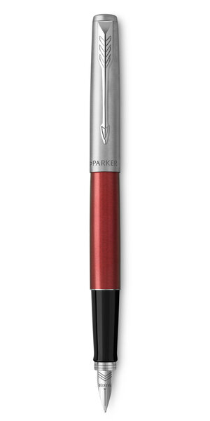 PARKER Jotter stylo plume, rouge Kensington, plume moyenne, attributs chromés
