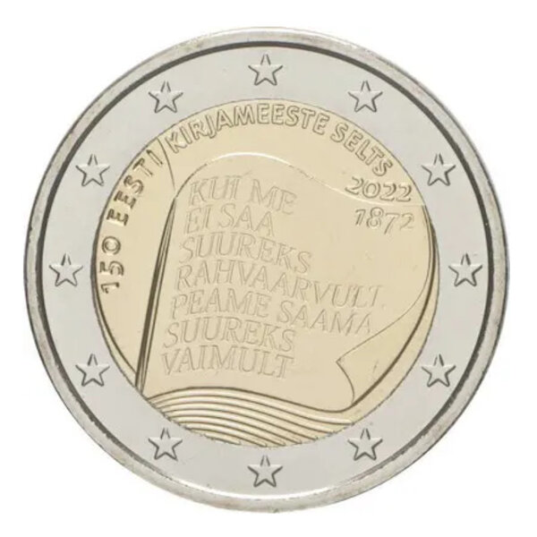 2 euros commémorative Estonie 2022 - La Société de Littérature estonienne.