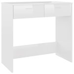 Bureau table poste de travail meuble d'ordinateur informatique étude brillant 80 x 40 x 75 cm Aggloméré blanc 02_0023550
