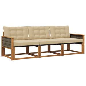 vidaXL Ensemble de canapés d'extérieur 3 pc Naturel et Beige