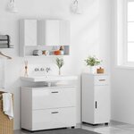 vidaXL Ensemble de mobilier de salle de bain 3 Pièces Blanc brillant